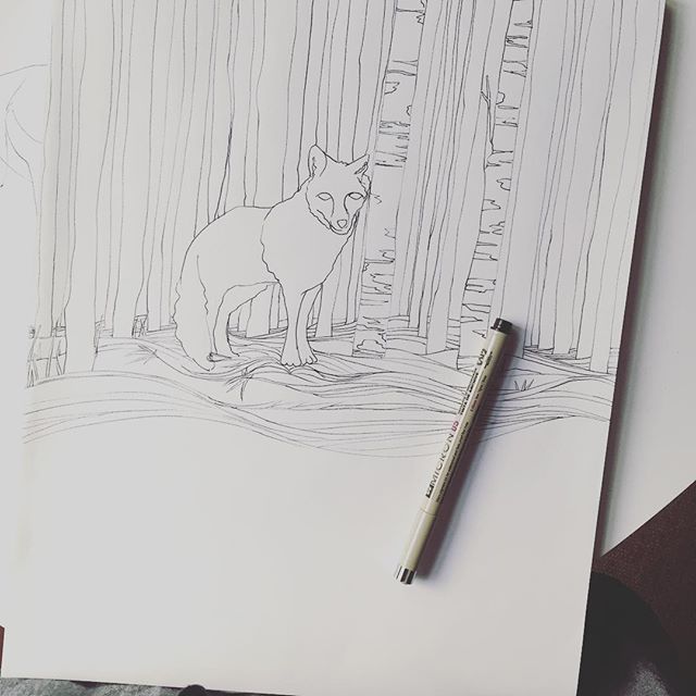 Still working on this #drawing 184. My attempt to capture the #fox that @unospice saw when we were camping in #yosemite this past #september. Realized if I don't #draw earlier in the day, once the sun sets, I'm out. #100daysofdrawingarabesque #coloringbook #the100dayproject #100daysofdrawing #blog